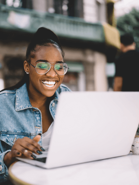 Woman using laptop